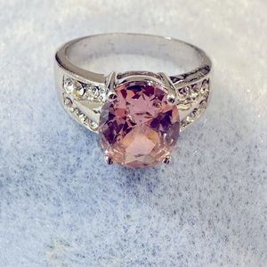 Pink And White Gemstone Ring Size 8.5